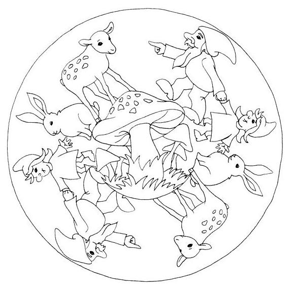 coloriage mandala nains de jardin